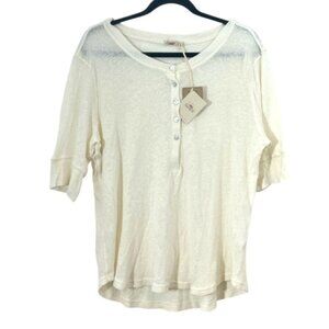 Faherty Allandra Hemp Henley Top Ivory Large New $98